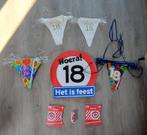 18 jaar versiering - slingers, afzet linten, bord 18 jaar, Ophalen of Verzenden, Nieuw, Versiering, Verjaardag