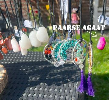 1 x Paarse Agaat steen op hanger 2 cm nu € 4,95 beschikbaar voor biedingen