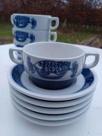 5 x soepkom en schotel retro vis decor Mosa, Huis en Inrichting, Keuken | Servies, Ophalen of Verzenden, Zo goed als nieuw, Kom(men)