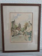 Pentekening Straatje Oud Velsen, Antiek en Kunst, Kunst | Tekeningen en Foto's, Ophalen of Verzenden