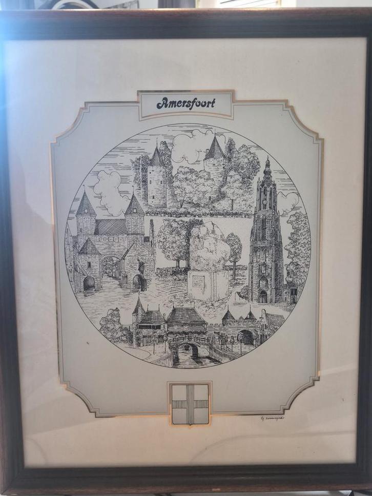 Amersfoort Prent van G. Swanepoel, Antiek en Kunst, Kunst | Tekeningen en Foto's, Ophalen of Verzenden