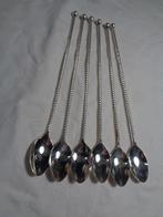 6 verzilverde ijslepels getorste steel van zilverstad 19 cm, Antiek en Kunst, Ophalen of Verzenden