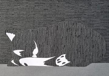 Kunstwerkje kat, papier beschikbaar voor biedingen