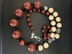 Dyrberg/Kern ketting houtkralen roestbruin blank hout 80 cm, Overige materialen, Bruin, Verzenden, Zo goed als nieuw
