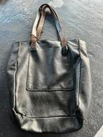 Zwarte lederen tas, bruine hengsels., Sieraden, Tassen en Uiterlijk, Tassen | Damestassen, Ophalen, Gebruikt, Bruin, Handtas