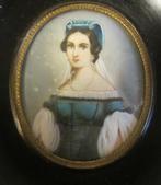 Antiek handgeschilderd miniatuur portret dame /20, Verzenden