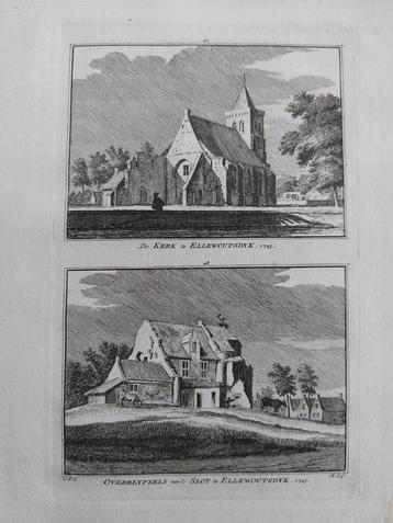 47-48 / Kerk en Slot Ellewoutsdyk - Ellewoutsdijk  Gravure