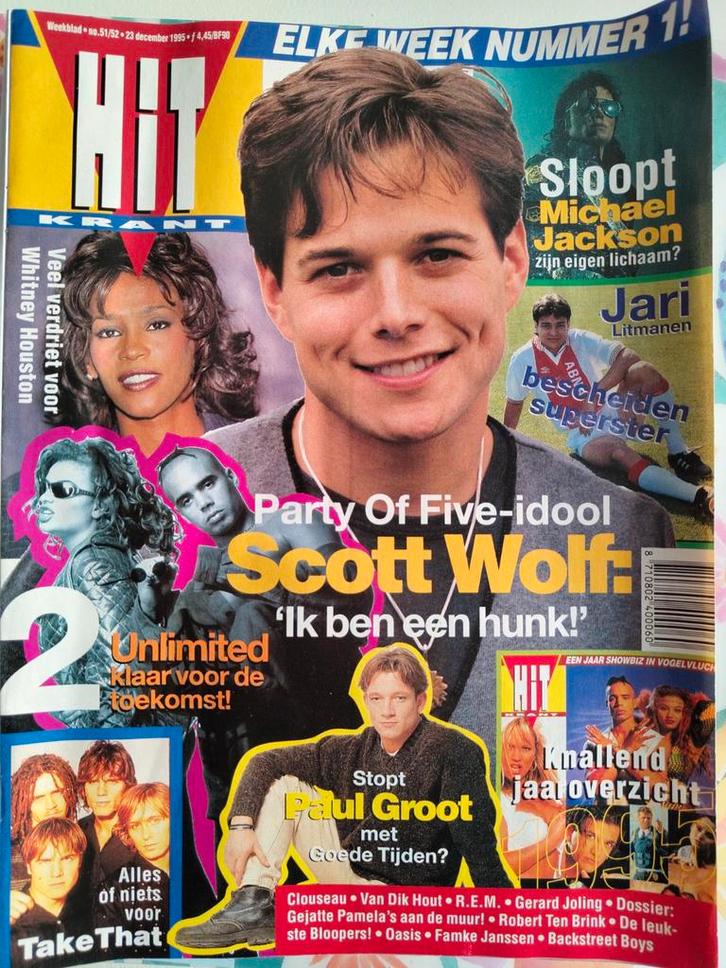 Hitkrant 1995 - Scott Wolf, Boeken, Tijdschriften en Kranten, Gelezen, Gossip of Showbizz, Ophalen of Verzenden