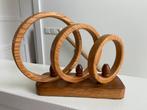 Vintage houten brievenstandaard Art Deco ringen eikenhout, Antiek en Kunst, Ophalen of Verzenden