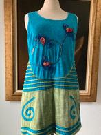 Blauw groene top met vogeltjes maat M, Ophalen of Verzenden, Zo goed als nieuw, Blauw, Zonder mouw