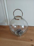 Windlicht Glas/Metaal - Sfeervolle Lantaarn, Ophalen, 25 tot 50 cm, Zo goed als nieuw, Grijs