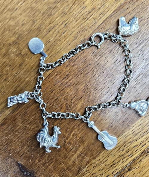 Zilveren (835) JASSERON bedelarmband / armband + 6 bedels, Sieraden, Tassen en Uiterlijk, Armbanden, Zo goed als nieuw, Zilver