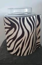 Grote vaas met zebra print leer, Overige kleuren, Verzenden, Minder dan 50 cm, Glas