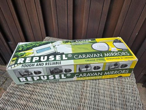 Repusel Spiegelset Alufor Alu Arm Kort Bol Glas, Caravans en Kamperen, Caravan accessoires, Gebruikt, Ophalen