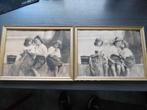 2 zwart/witte foto's in lijst kinderen in jaren '20 kleding, Antiek en Kunst, Curiosa en Brocante, Ophalen of Verzenden