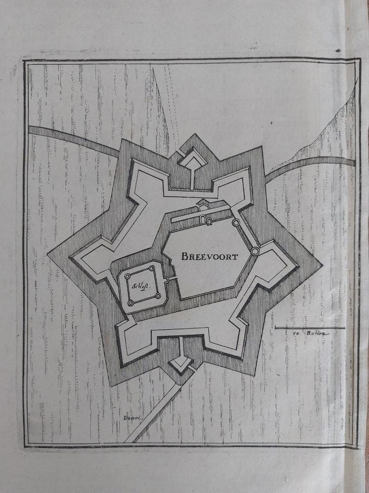 77 / plattegrond Bredevoort Breevoort Kopergravure uit 1659, Antiek en Kunst, Kunst | Etsen en Gravures, Ophalen of Verzenden