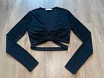 VERA & LUCY zwarte shine lange mouwen crop top mt S, Kleding | Dames, Tops, Zwart, Ophalen of Verzenden, Zo goed als nieuw, Maat 36 (S)