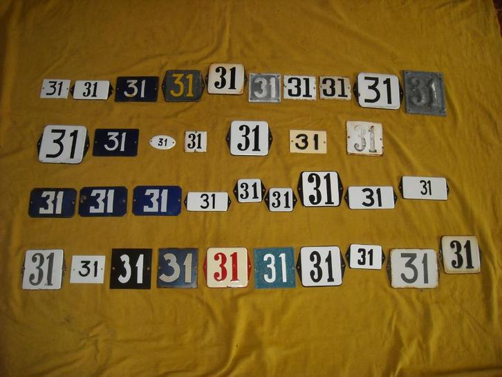 oud emaille huisnummer 31 ook 32 33 34 35 36 37 38 39 40 41, Antiek en Kunst, Antiek | Emaille, Ophalen of Verzenden