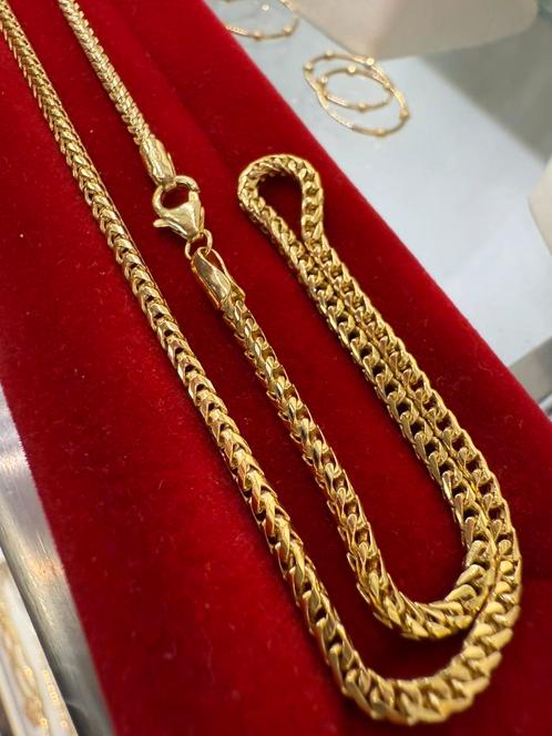 Prachtige 14 karaats gouden massieve vossenstaart ketting, Sieraden, Tassen en Uiterlijk, Kettingen, Nieuw, Goud, Ophalen of Verzenden