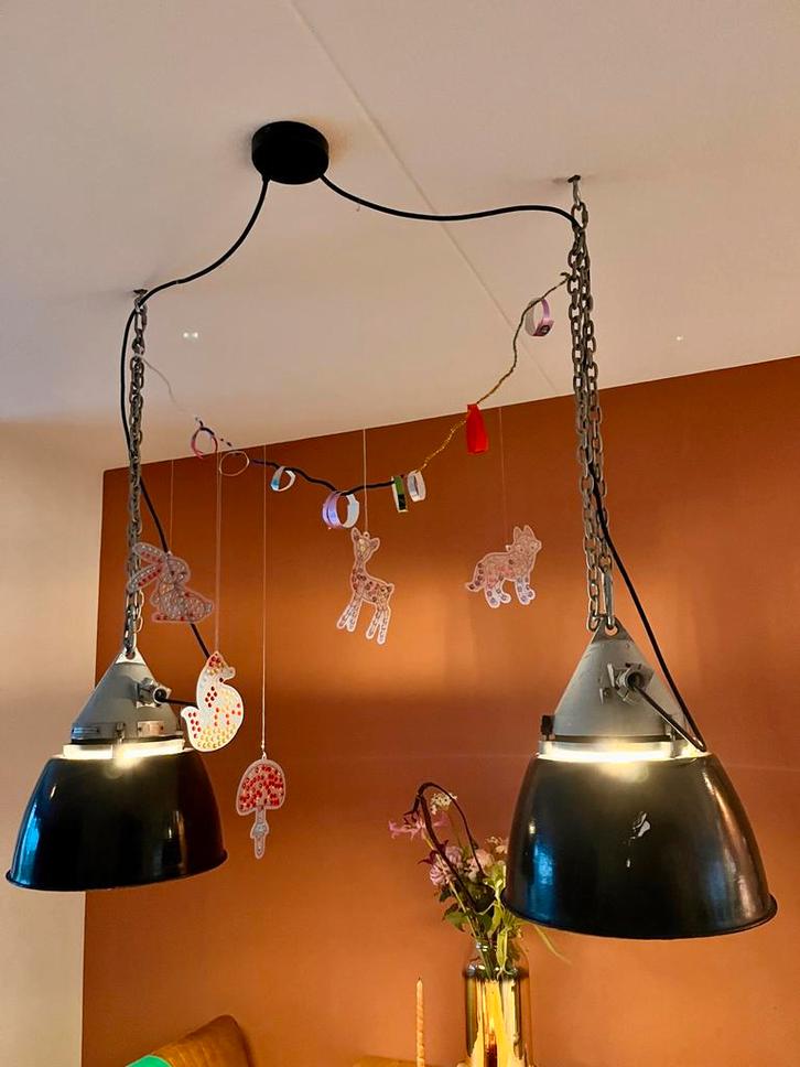 Industriële Plafondlampen LED Warm Wit, Huis en Inrichting, Lampen | Hanglampen, Gebruikt, Minder dan 50 cm, Metaal, Ophalen