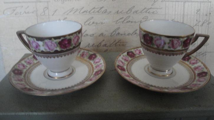 kop en schotels antiek 22 karaat goud, Antiek en Kunst, Antiek | Servies los, Ophalen of Verzenden