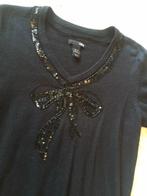 H&M feestelijke v-hals angora trui pailletten pofmouwen S, Kleding | Dames, Zwart, Nieuw, Ophalen of Verzenden, Maat 36 (S)