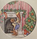 Santa is coming,jongetje bij open haard 3x Kerst borduurpatr, Ophalen, Nieuw, Handborduren, Patroon