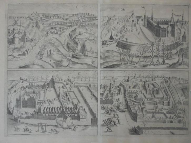 Breda Zevenbergen Jan Janszoon Orlers  kopergravure uit 1590, Antiek en Kunst, Kunst | Etsen en Gravures, Ophalen of Verzenden