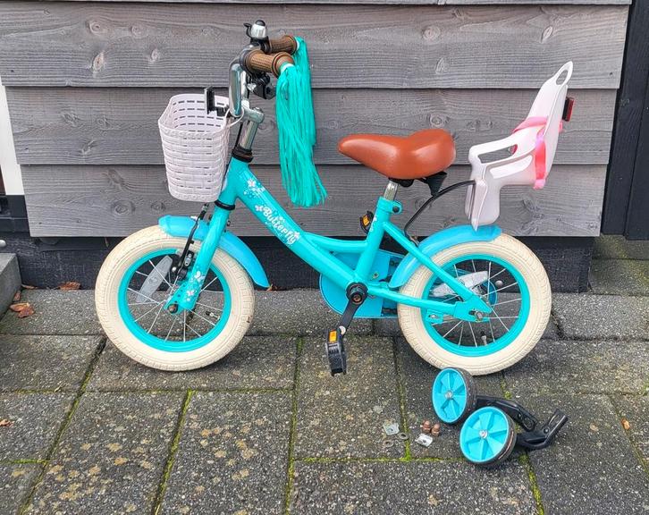 Nogan 12 inch Butterfly fietsje met zijwielen, Fietsen en Brommers, Fietsen | Kinderfietsjes, Zo goed als nieuw, Minder dan 16 inch