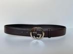 GUCCI Roodbruin signature zilver buckle HEREN riem Maat 95, Echt leder, Gucci, Ophalen of Verzenden, Bruin