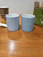 Set van 2 blauwe kopjes kerst kado, Huis en Inrichting, Woonaccessoires | Kandelaars en Kaarsen, Overige materialen, Ophalen of Verzenden