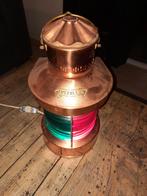 Vintage 'Tweekleur' Scheepslamp Tafellamp Koper, Antiek en Kunst, Antiek | Lampen, Ophalen of Verzenden