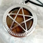 Tijgeroog edelsteen Pentagram Hanger - Nieuw - Wicca, Ophalen, Overige materialen, Overige voorstellingen, Bruin