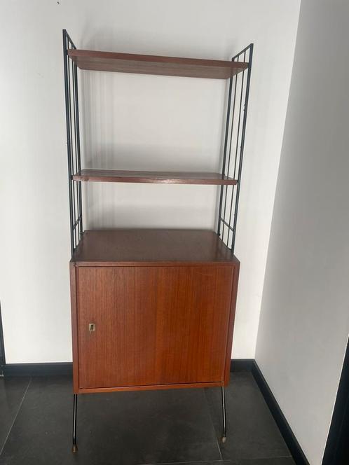 Vintage modulair string wandsysteem met kast, Huis en Inrichting, Kasten | Wandmeubels, Zo goed als nieuw, Minder dan 150 cm, 25 tot 50 cm