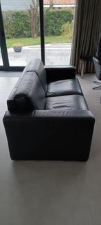 Zwarte lederen 2 zits bank, Huis en Inrichting, Ophalen, Gebruikt, 150 tot 200 cm, Tweepersoons