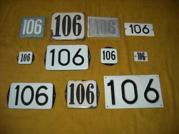 oud emaille huisnummer 106 ook 107 108 109 110 111 112 113 4 beschikbaar voor biedingen