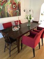Rode eetkamerstoelen met leuning ., 4 tot 6 stoelen, Gebruikt, Ophalen of Verzenden