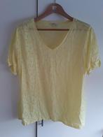 MS Mode Geel T-shirt Met Print En V-hals Maat XL, Verzenden, Geel, Maat 46/48 (XL) of groter, Zo goed als nieuw