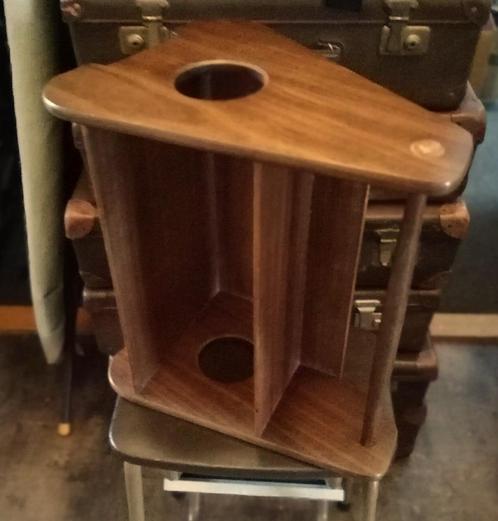 Vintage lektuurbak boekenstandaard teak hout met handvat, Antiek en Kunst, Curiosa en Brocante, Ophalen of Verzenden