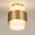 plafondlamp glas opaal goud messing of rookglas bed hal lamp, Ophalen of Verzenden, Nieuw, Glas, Minder dan 50 cm