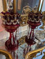 2 antieke kristallen schouwlusters,38 cm hoog 30 pegels €285, Antiek en Kunst, Ophalen