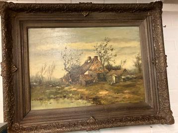 Schilderij Boerderijtje A. Ruis - 92x72cm beschikbaar voor biedingen
