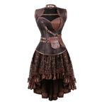 Bruine steampunk korset jurk (gothic piraten victoriaanse), Verzenden, Nieuw, Pak of Jurk
