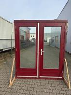 Dubbele hardhouten tuindeur met gelaagd glas, Doe-het-zelf en Verbouw, Deuren en Horren, Gebruikt, Ophalen of Verzenden, Buitendeur