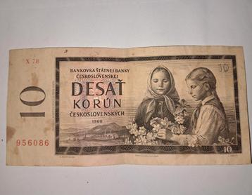 10 Korun Bankbiljet 1960 - Tsjechoslowakije beschikbaar voor biedingen