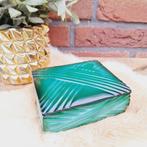 Vintage Malachiet glazen trinket/ juwelenbox, groen, Antiek en Kunst, Antiek | Glas en Kristal, Ophalen of Verzenden