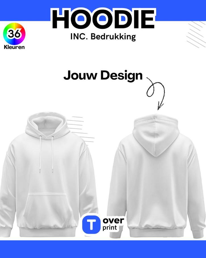Hoodie bedrukken, Kleding | Heren, Truien en Vesten, Nieuw, Overige maten, Ophalen of Verzenden