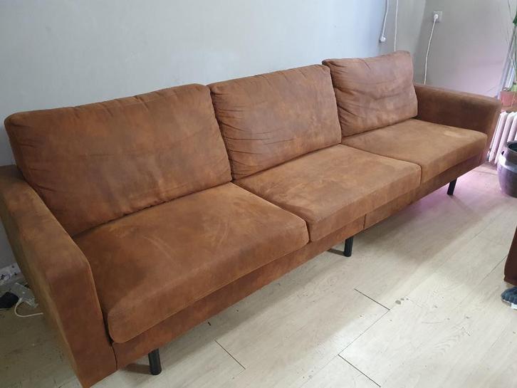Bank Collin 4-zits - cognac, Huis en Inrichting, Banken | Sofa's en Chaises Longues, Zo goed als nieuw, Driepersoons, 250 tot 300 cm