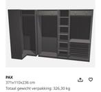 Ikea pax inloopkast open zwart/donkergrijs 371x110x236, Huis en Inrichting, Ophalen, 200 cm of meer, Zo goed als nieuw, Overige houtsoorten