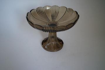 vintage schaal voet tazza rookkleurig fumi persglas glas beschikbaar voor biedingen